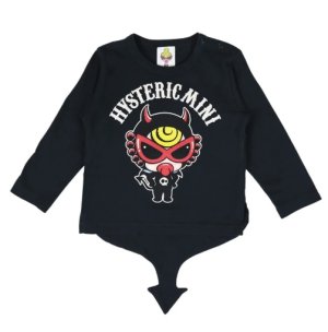 画像1: MY FIRST HYSTERIC MINI 　DEVILKIN しっぽ付き 長袖Tシャツ　　10；ブラック (1)