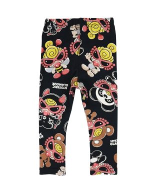 画像2: HYSTERIC MINI 　PLUMP MINI 総柄 10分丈レギンス　　14；ブラック系 (2)