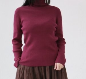 画像1: 2026秋冬　YARRA 　　　綿カシミヤタートルリブニット　70；パープル　FREE (1)