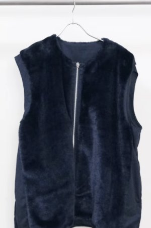 画像1: ヴァンブラン vent blanc  　C/Nツイルリバーシブルベスト　　NAVY　サイズ；F　　 (1)