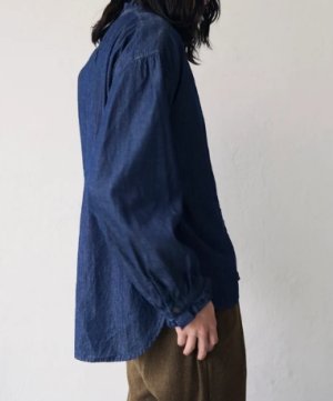 画像2: YARRA NEU　4.5ozデニム衿フリルシャツ　54；インディゴ　　サイズ；FREE (2)