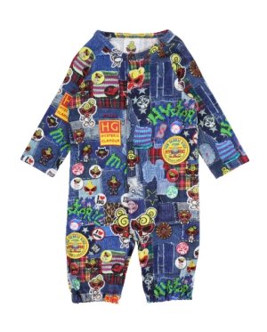 画像1: MY FIRST HYSTERIC MINI 　DENIM FREAK 総柄 Viscotex 2WAYALL　　49；インディゴ　サイズ；FREE(60-70cm)  (1)