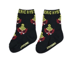 画像1: ☆MY FIRST HYSTERIC 　　　MINI FACEハイソックス　　14；ブラック系　 (1)