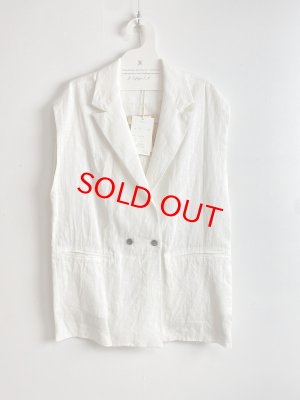 画像1: 40%off　  Bon Vieux Temps　フレンチリネン　袖なしジャケット　10；OFF WHITE　サイズ；1 (1)