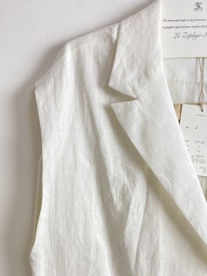 画像2: 40%off　  Bon Vieux Temps　フレンチリネン　袖なしジャケット　10；OFF WHITE　サイズ；1 (2)