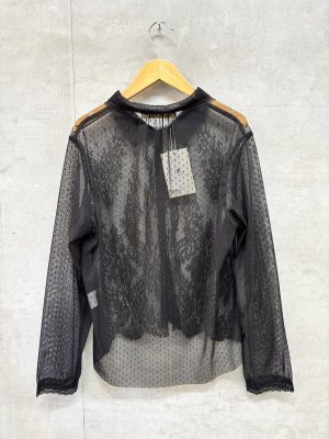 画像4: 2026AW　 Bon Vieux Temp　　    ドットチュールレースブラウス　　　28：ブラック　　サイズ；1 (4)