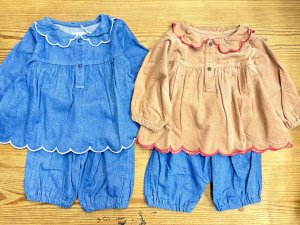 画像1: La stella　　スカラップ　チュニックスーツ　サイズ；80 (1)