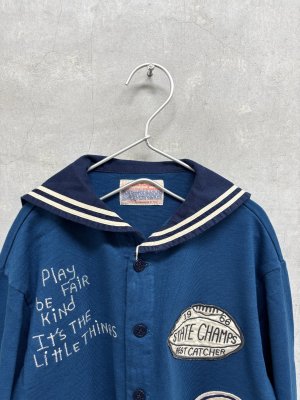 画像2: 2026秋冬 　DENIMDUNGAREE　　 テンジク セーラー カーディガン　　4；紺　　サイズ；135 (2)