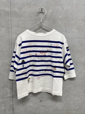 画像1: 2026秋冬 　DENIMDUNGAREE　　 テンジク ボーダーPT ラクガキ L/S TEE　　1；白 (1)
