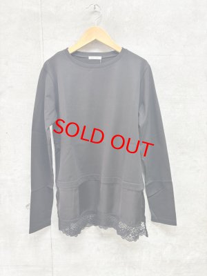 画像1: denicher    シルケット天竺レイヤードレースプルオーバー　カラー；黒　サイズ；F　　 (1)