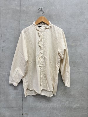 画像1: ヴァンブラン vent blanc　コットンフリルシャツチュニック　カラー；生成　サイズ；F　　 (1)