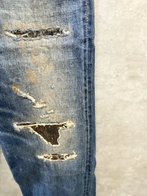 画像3: 2026秋冬 　DENIMDUNGAREE　　12ozHOME MADEデニム グランジ リメイク LPN　　　14；ブルー (3)
