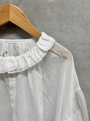 画像2: grin　100/2ボイルWフリルシャツ　　120；ホワイト　　サイズ；2 (2)