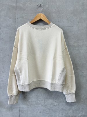 画像1: denicher    甘編みミリタリーデザインスウェットプルオーバー　　カラー；ナチュラル　サイズ；F　　 (1)