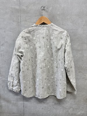 画像3: grin　野の花刺繍スタンドシャツ　　924；グレー  サイズ；2 (3)