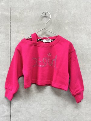 画像1: X-girl kids 　アシメ短丈トレーナー　　18；D・ピンク　　サイズ；90 (1)
