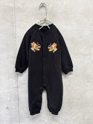 画像1: MakeYourDay　シシュウカバーオール　　カラー；ブラック　　サイズ；80 (1)