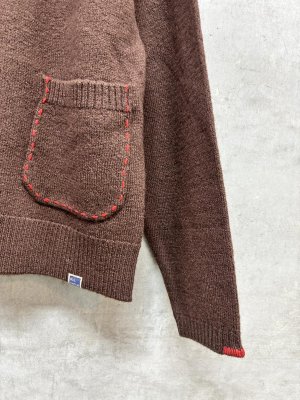 画像2: NAYURAL LAUNDRY  　軽縮メリノ刺繍プルオーバー　　650；ブラウン　  サイズ；2 (2)
