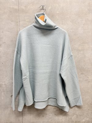 画像1: grin　ウールタートルニット　400；ブルー  サイズ；2 (1)