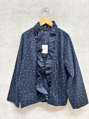 画像1: ヴァンブラン vent blanc  　21Wシャツコールドットフリルシャツジャケット　　NAVY　　　サイズ；F　　 (1)