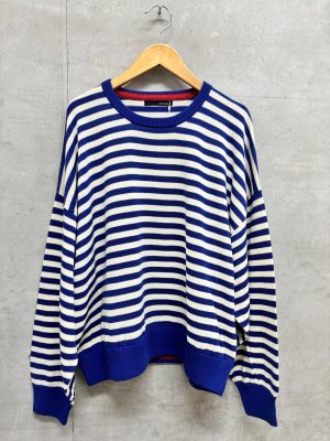 画像1: ヴァンブラン vent blanc  　12G　COTTON　　ラウンドネックプルオーバー　　BLU.B　サイズ；F　　 (1)