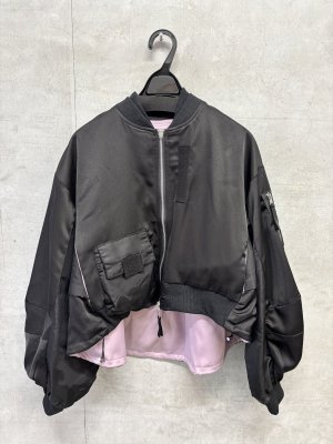 画像1: AULA AILA（アウラ アイラ）　 REVERSIBLE SATIN MA-1 BLOUSON　　 19；ブラック　 サイズ:0 (1)