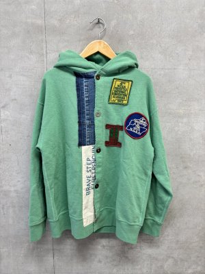 画像1: 2026秋冬 　DENIMDUNGAREE　  ビンテージウラケ リメイク パーカー　28；ライトグリーン (1)