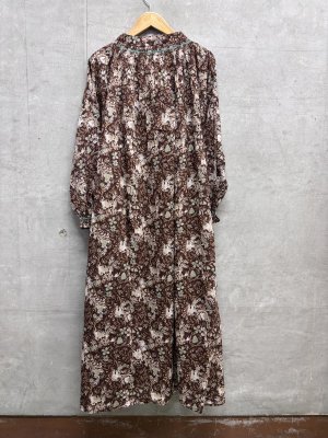 画像3: LILOU+LILY 　CAT FLOWER/HAND PRINTING SMOCKING OP  ワンピース     GRAY   size:38 (3)