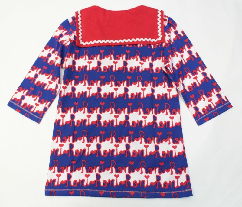 70 Off 16春夏roni 天竺ロゴボーダー総柄pt セーラーカラー6分袖tシャツ 25 ブルー 1006 Roni Outlet