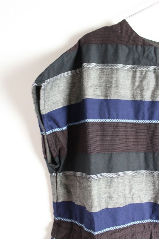 Tumugu ワイドマルチボーダージャガード ワンピース 79 Navy サイズ F Tb Tumugu ツムグ