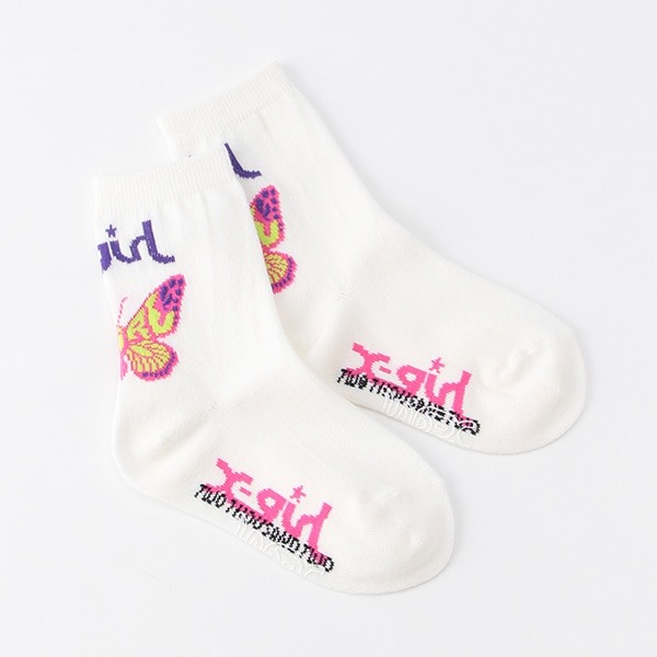 X Girl Kids オリジナルバタフライクルーソックス Xlarge Kids X Girl