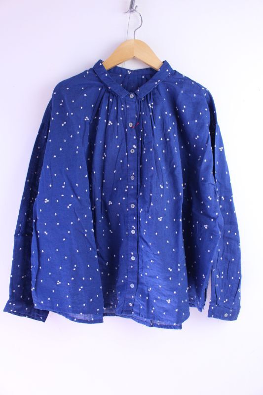 30%off YARRA INDIAオリジナルドット刺繍ブラウス 50；ブルー YR-221