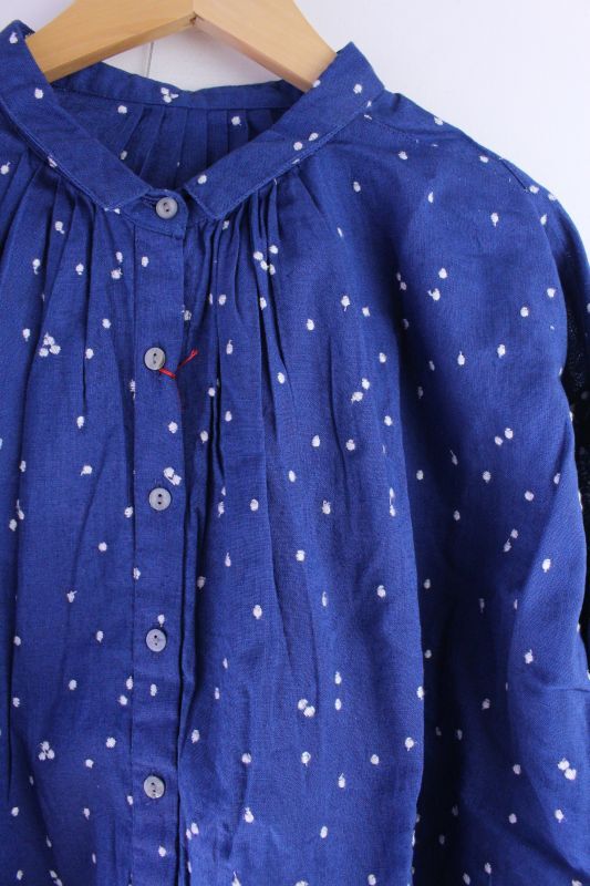30%off YARRA INDIAオリジナルドット刺繍ブラウス 50；ブルー YR-221