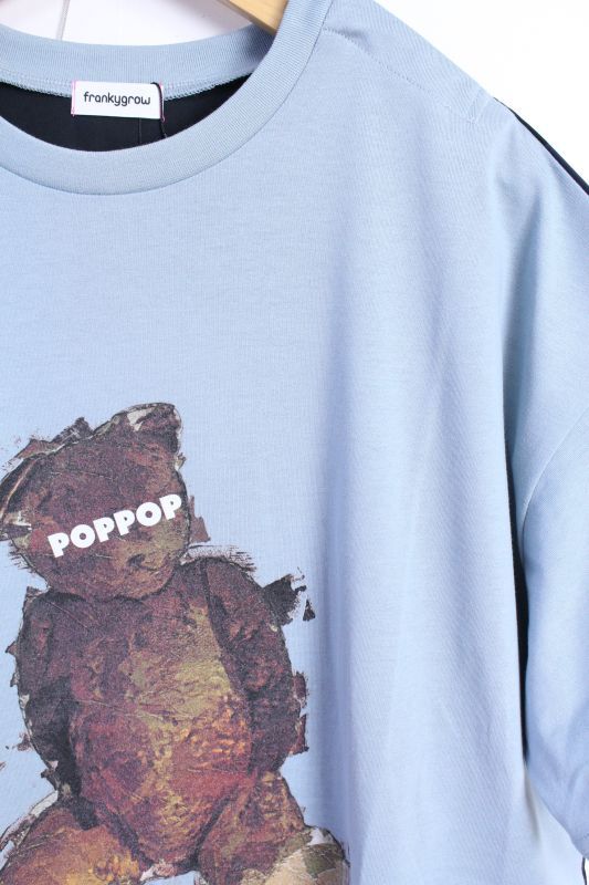 %off フランキーグロウ POP BEAR DOCKING TEE GRAY NAVY*BK CHECK