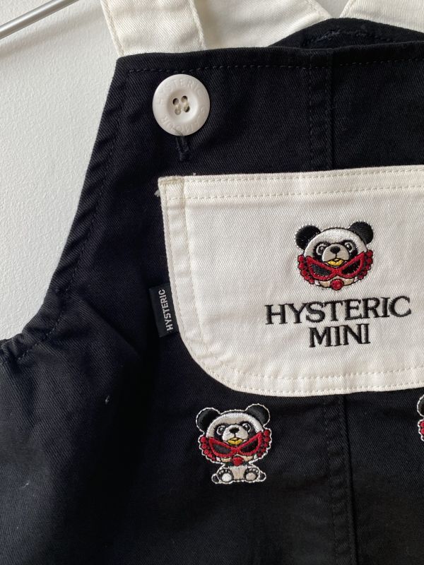 MY FIRST HYSTERIC PANDA MINI 刺繍 サロペット 10;ブラック サイズ