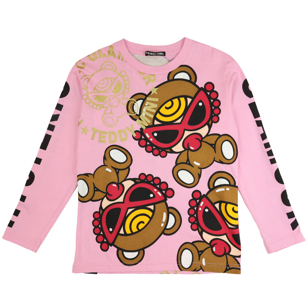 Hystericmini TEDDY MINI 袖LOGO 長袖Tシャツ 25；ピンク 12340132