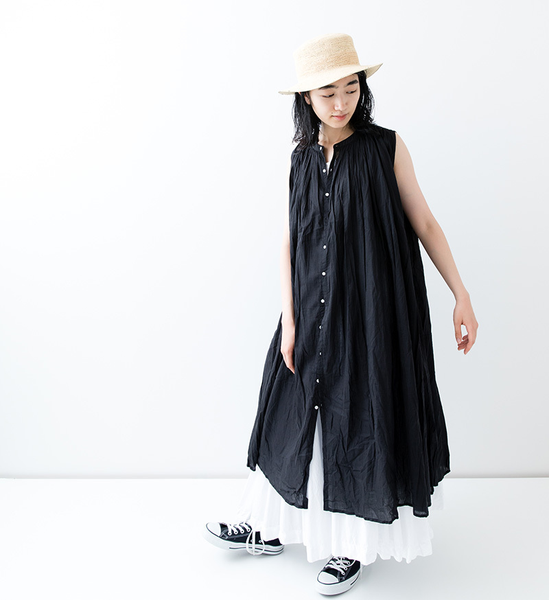 ☆VC スリーブレスギャザーブラウス *Long BLACK サイズ；F ST-098L 