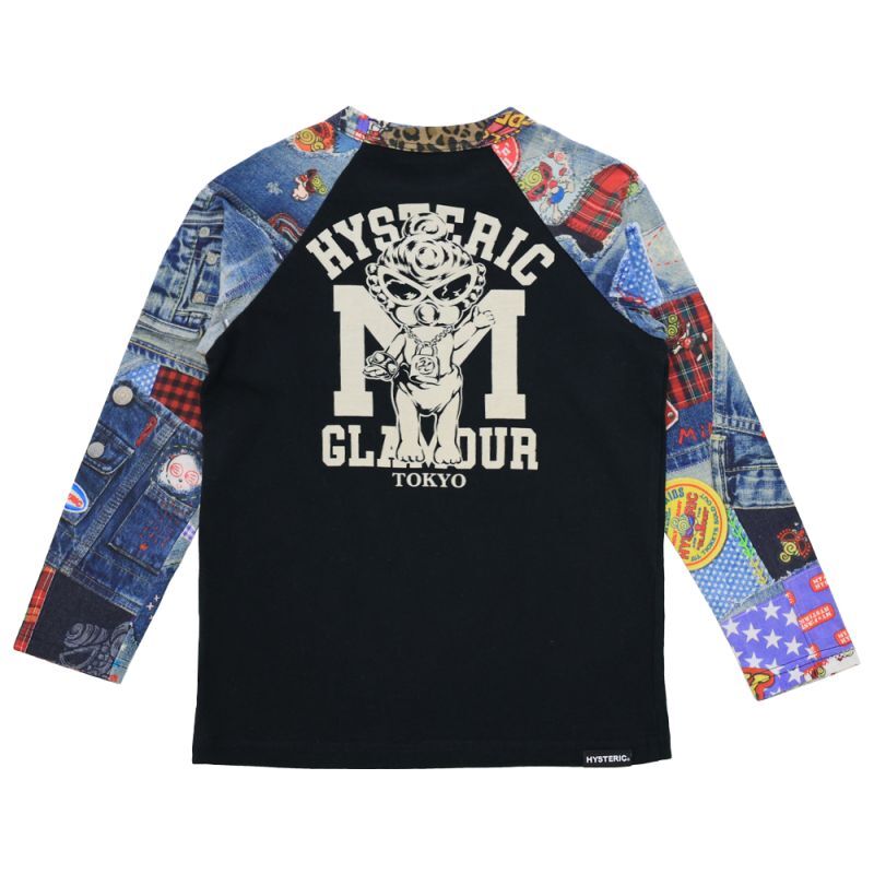 2023秋冬 HystericMini DENIM GEEK DOLL Viscotex ラグラン長袖Tシャツ