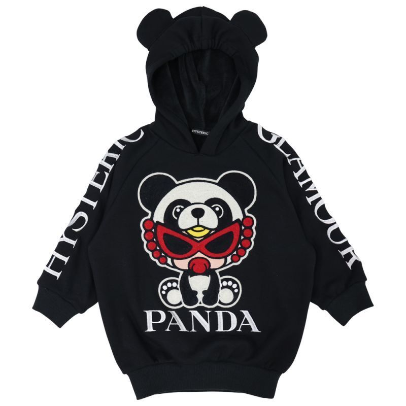 MY FIRST HYSTERIC PANDA MINI ベア裏毛 刺繍パーカー 10:ブラック  