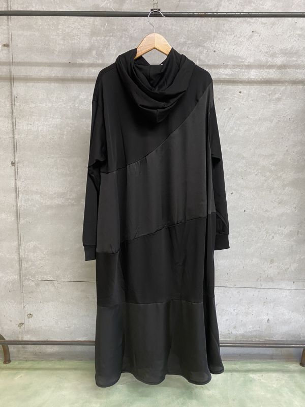 2024AW gomme フード付き長袖ワンピース 2；黒 サイズ；M GHT51-132  
