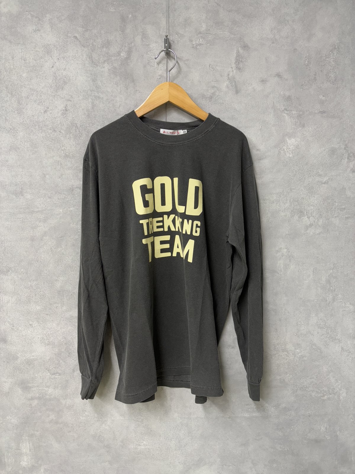 ALL HOURS 　　HEAVY WEIGHT PIGMENT DYED L/S TEE     C.CHARCOAL    サイズ；1