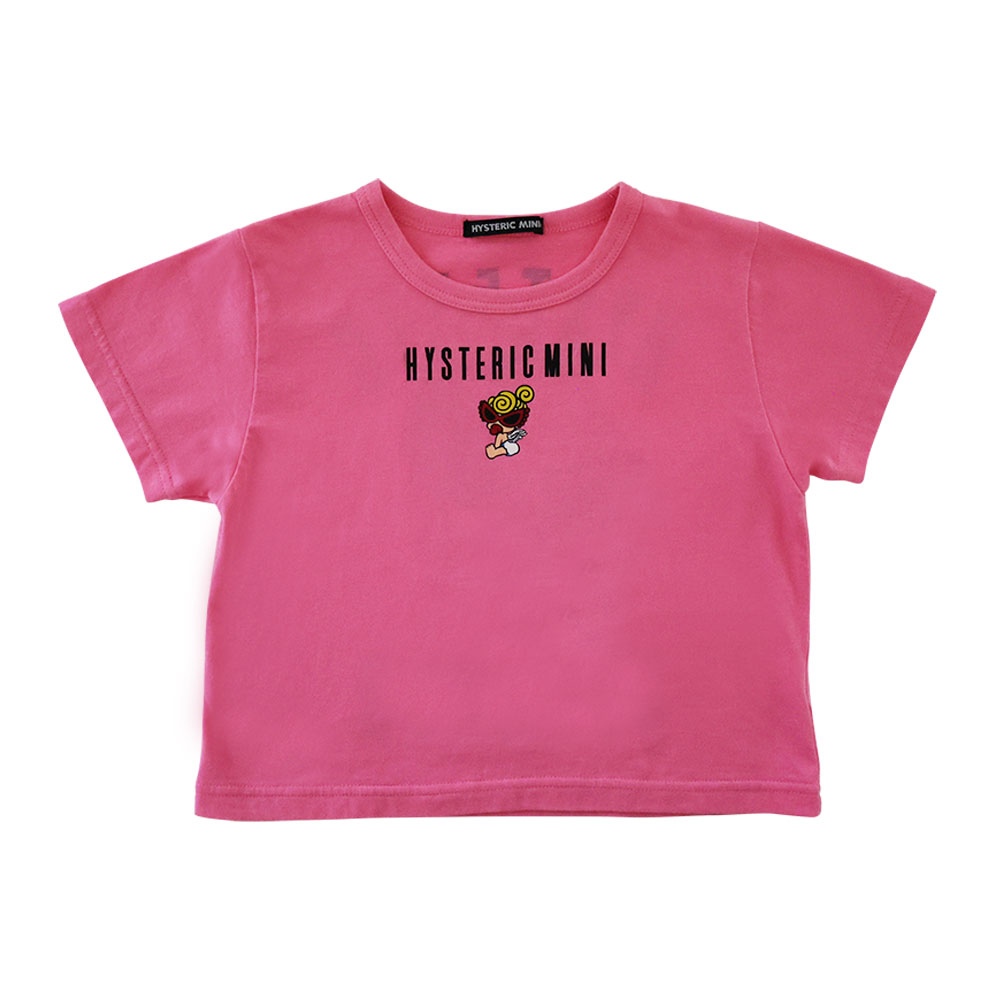 Hystericmini　ANGEL MINI ショート丈 半袖Tシャツ　　25；ピンク