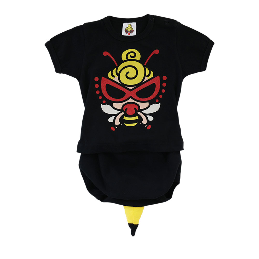 MY FIRST HYSTERIC　LITTLE BEE しっぽ付き 半袖ロンパース　　10；ブラック　　サイズ；80