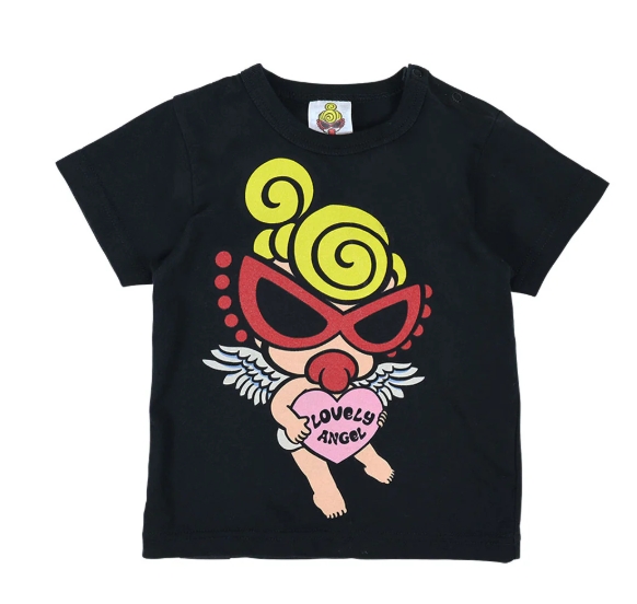 MY FIRST HYSTERIC ANGEL MINI 羽付き 半袖Tシャツ 10；ブラック