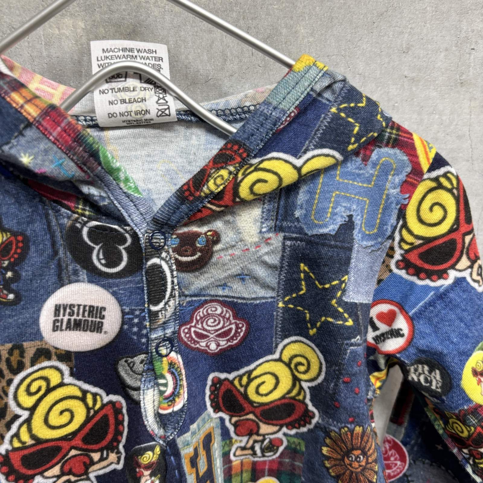 MY FIRST HYSTERIC フェイスロゴTシャツ＆デニム総柄ロンパースセット